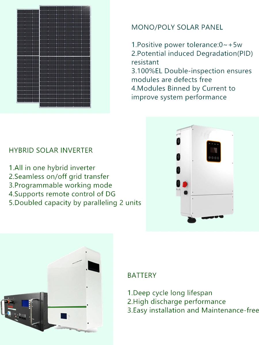 off Grid Energy System 5kv 5kw 8kw Hybrid Complete China Solar Systems