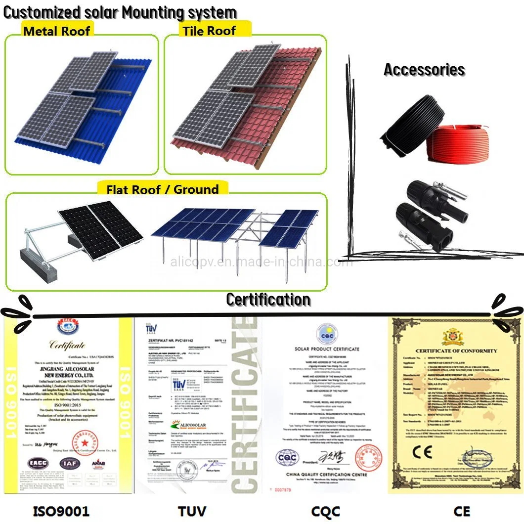 Residential 5kw 5kVA Monocrystalline Mono Solar Power System for Home Household Shed