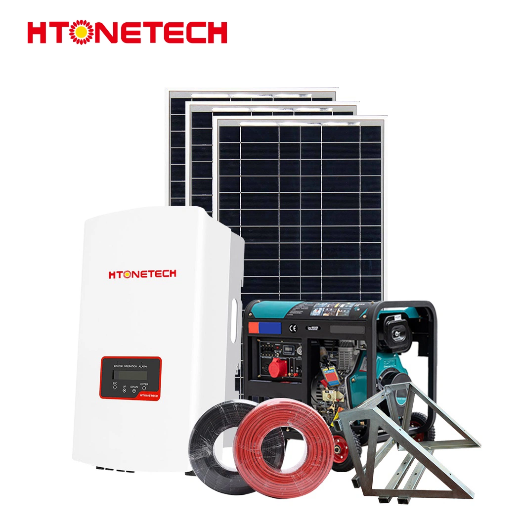 Htonetech PV Solar Module Manufacturing 5kw off Grid Solar Power Inverter Price China Mobile Solar Power System with Diesel Generators 500 kVA