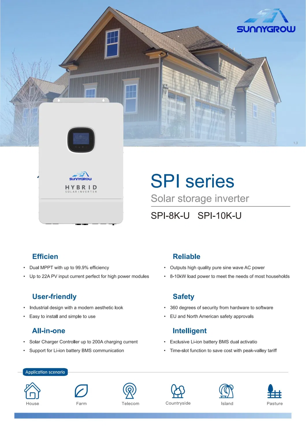 120V/240V Spilt Phase Hybrid Inverter 8kw Single Phase Solar Inverter with WiFi 2 MPPT Us Market