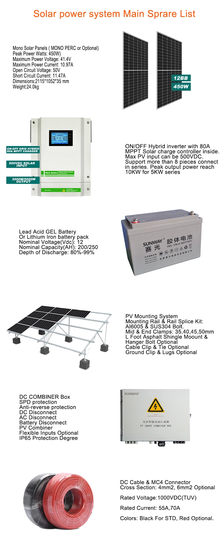 5kw 6kw 7kw Whole Set Kit Solar Energy System Home Solar Power System Price