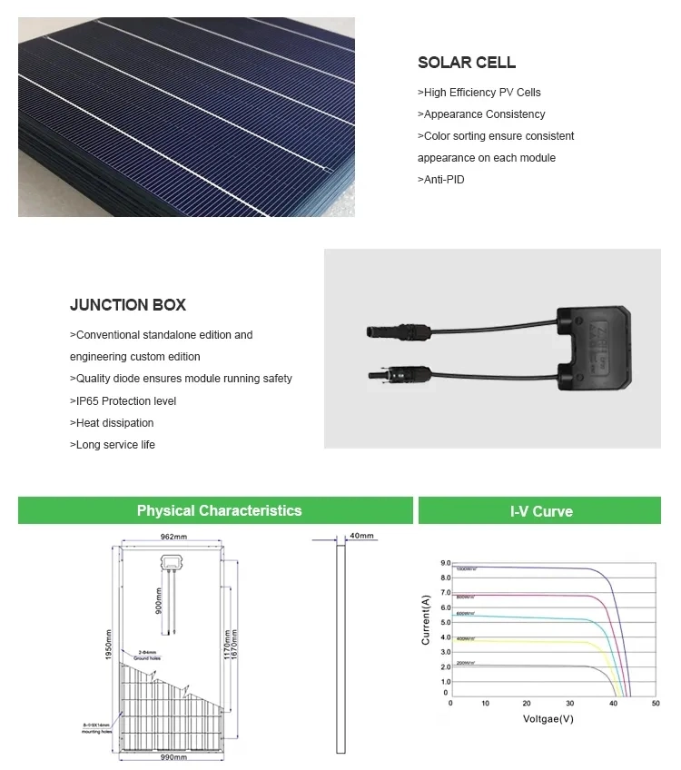 200W 300W 330W 350W 400W 440W 450W1kw 2kw CE TUV ETL Cechigh Efficiency Solar Panel