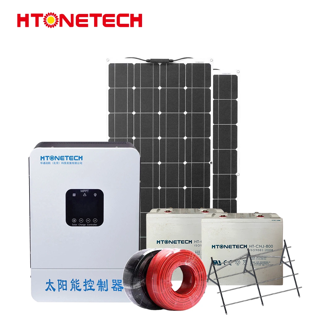 Htonetech 30 Kwh Complete off Grid Solar System Factory China 500W 800W 1000W 1500W 2009W 3kwh Solar Power System with 5kVA Hybrid Solar Inverter
