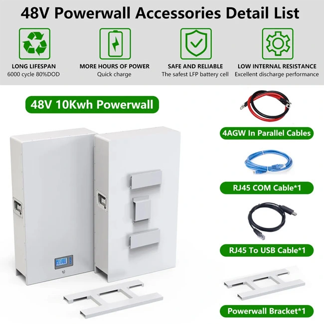 Household Power LiFePO4 Lithium Li Ion Battery 5 10 20 Kwh Powerwall Home Solar Energy Storage System