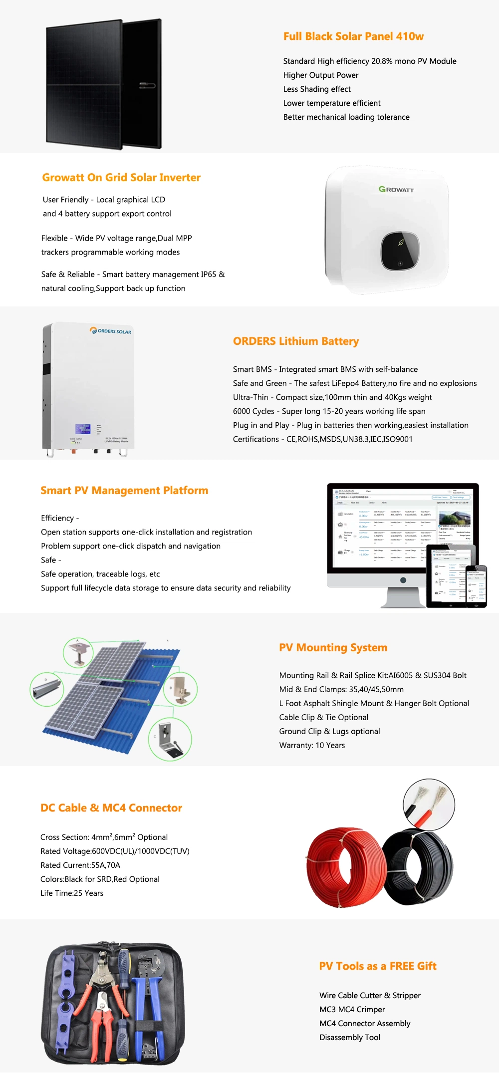 Orders Good Quality on Grid Solar System 2kw 4kw 5kw 8kw 10kw for Wholesale