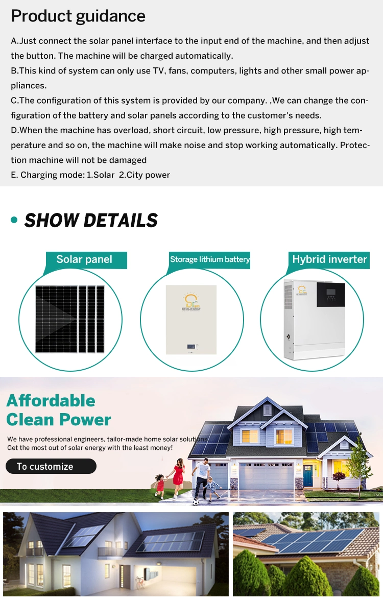 Hybrid Solar Energy Power Systems 5kwh 10kwh 15kwh 20kwh 25kwh 30kwh Home Solar System Kit