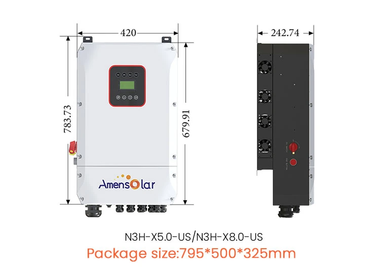 Amensolar 5kVA Low Frequency Hybrid 3 Phase MPPT Charge Controller Solar Inverter