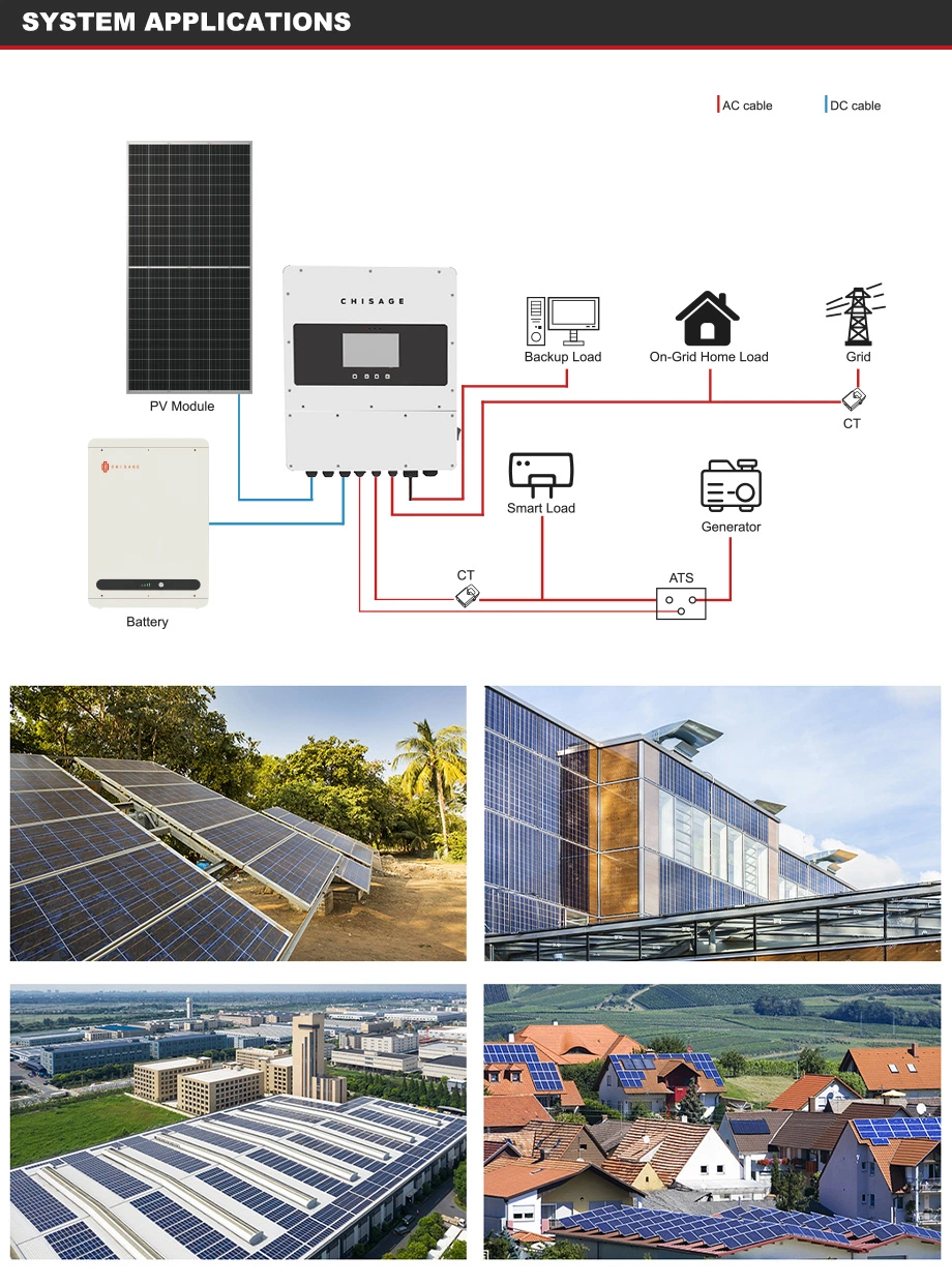 5kw 6kw 8kw 10kw 12kw PV System DC AC Solar Power Triple Phase Inverter Pure Sine Wave Hybrid Inverter