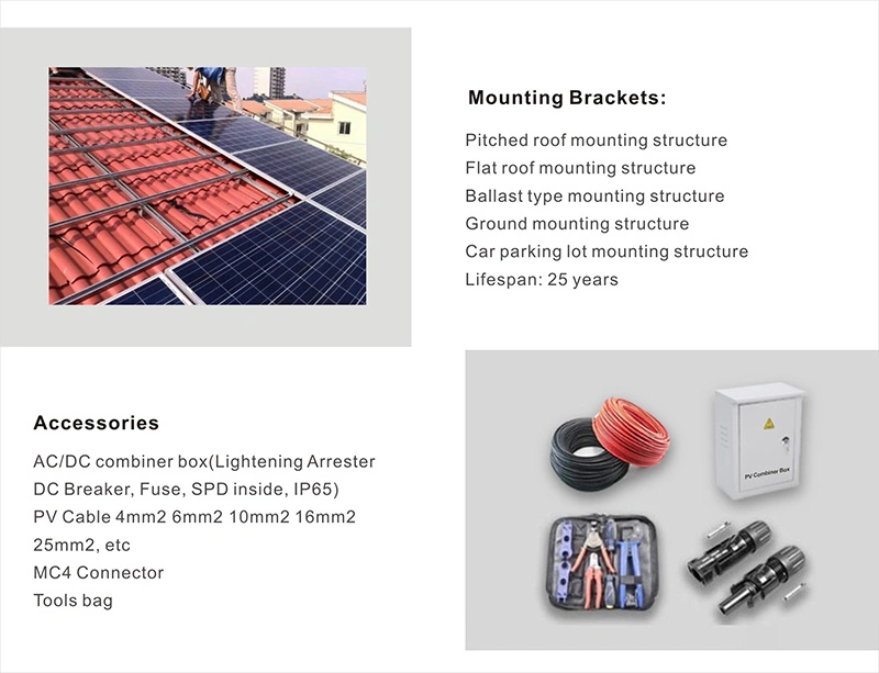 Photovoltaique Solar Energy System on Grid 3kw 5kw Photovoltaic Home Solar System