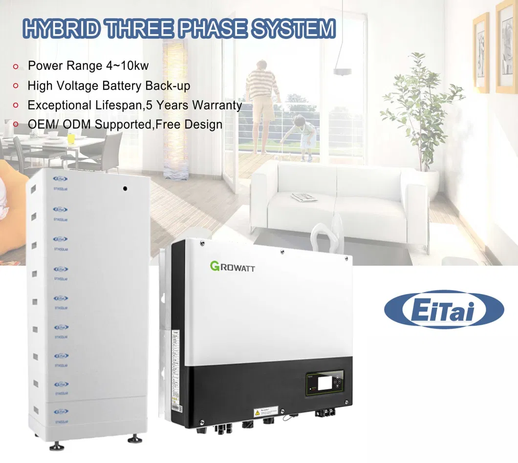 Eitai Solar OEM Panel Kit with Battery Lithium Battery Full Set Home Use 5kw 7kw 10kw Hybrid PV Power System