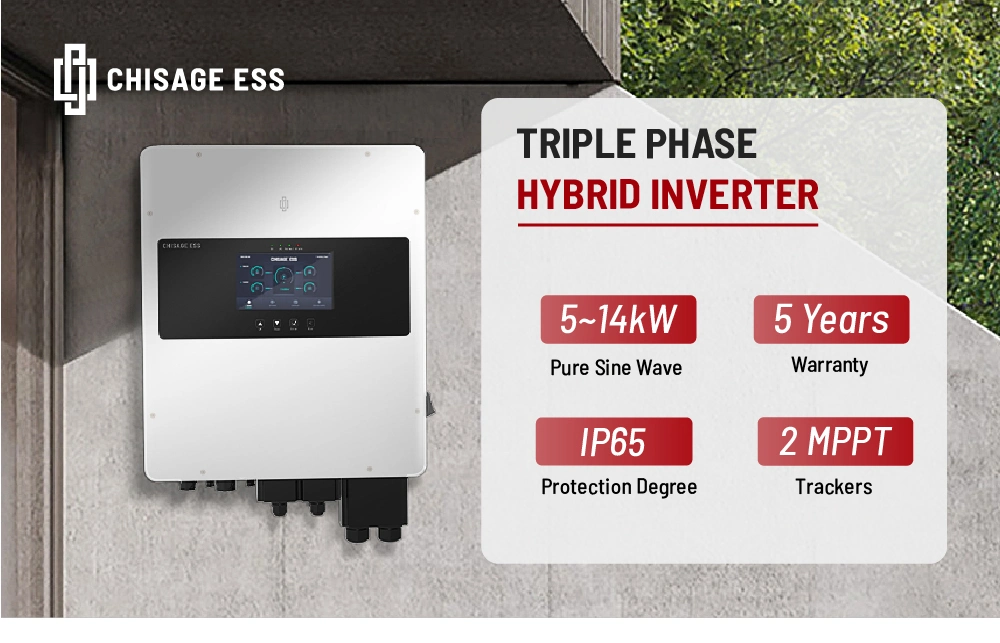 PV Inverter 5kw 6kw 8kw 10kw 12kw 14kw Three Phase Hybrid Solar Inverter with Parallel Function