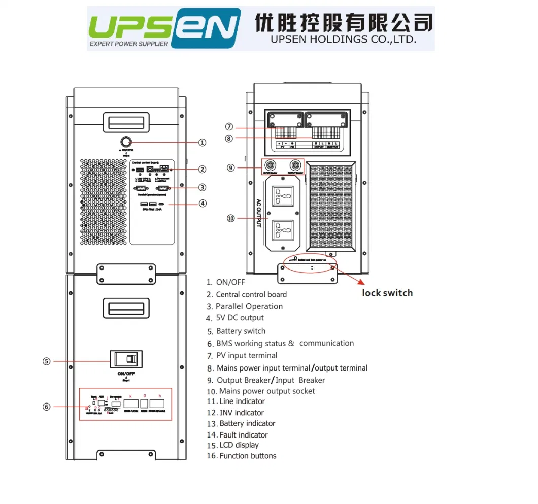 Stackable Solar Energy Storage System Solar Power Generator Inbuilt 5kw Hybrid Solar Inverter and Optional LiFePO4 Lithium Ion Battery Pack 5kwh 10kwh 15kwh