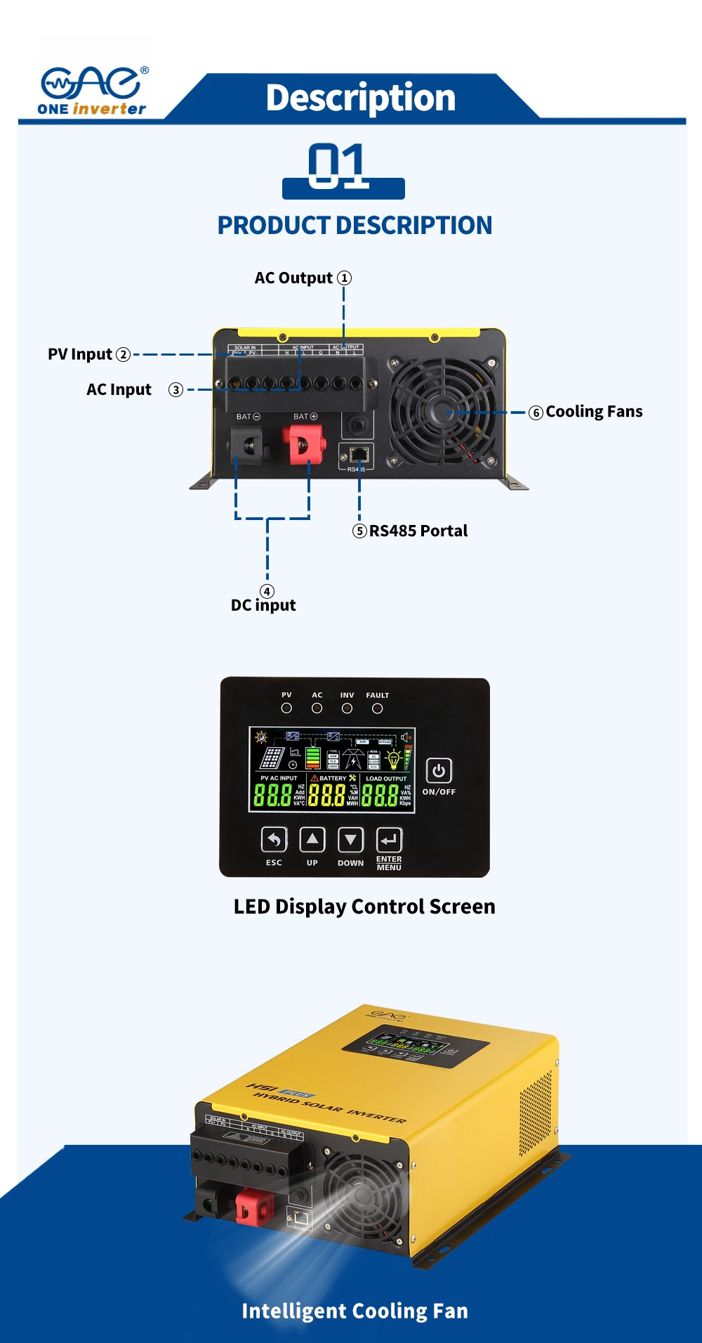 Hsi Plus Hybrid Inverter 1200 Watt Low Frequency Charger Pure Sinewave MPPT Solar Inverter