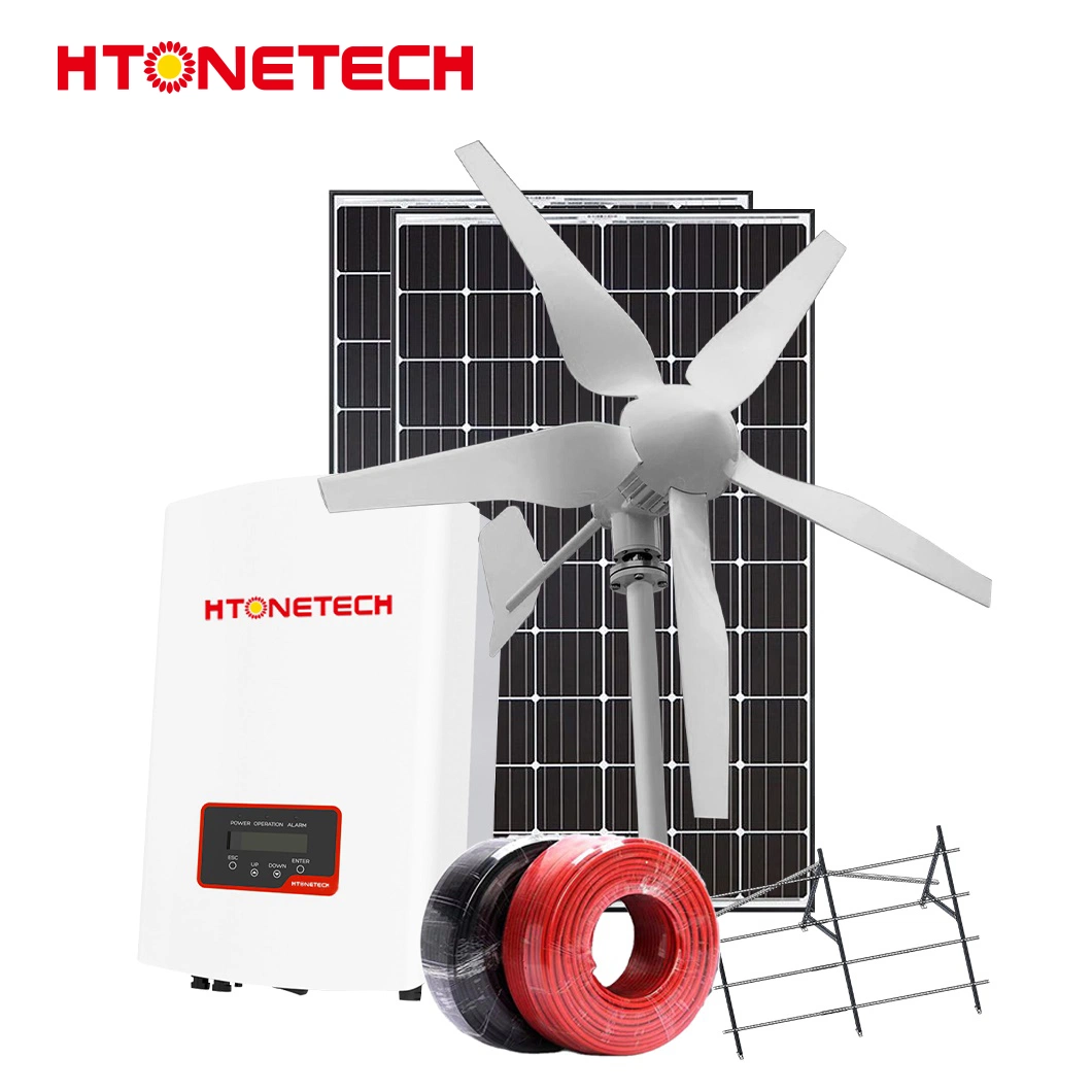 Htonetech China Monocrystalline Solar Panel 500watt Solar Panel Suppliers 5kw 3kw Wholesale on Grid Solar Power System with 10000 Watt Wind Turbine Generator