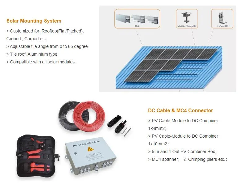 Eitai Customizable Any Power on Grid-Tied and off Grid Solar Power System 1kw 2kw 3kw 4kw 5kw 6kw 7kw 8kw 9kw 10kw Solar System