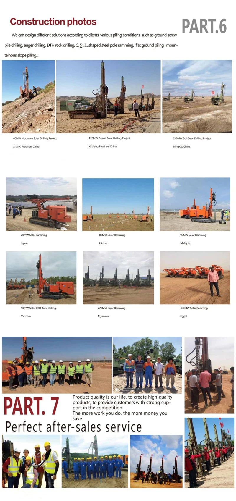 Pile Driver Piling Machine for Solar PV Power Plant Pile Ramming