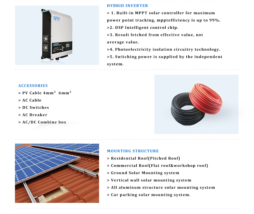 Power Plant 4kw 5kw on Grid Solar System 5kw Solar Panel System for Home Power Solar System Use