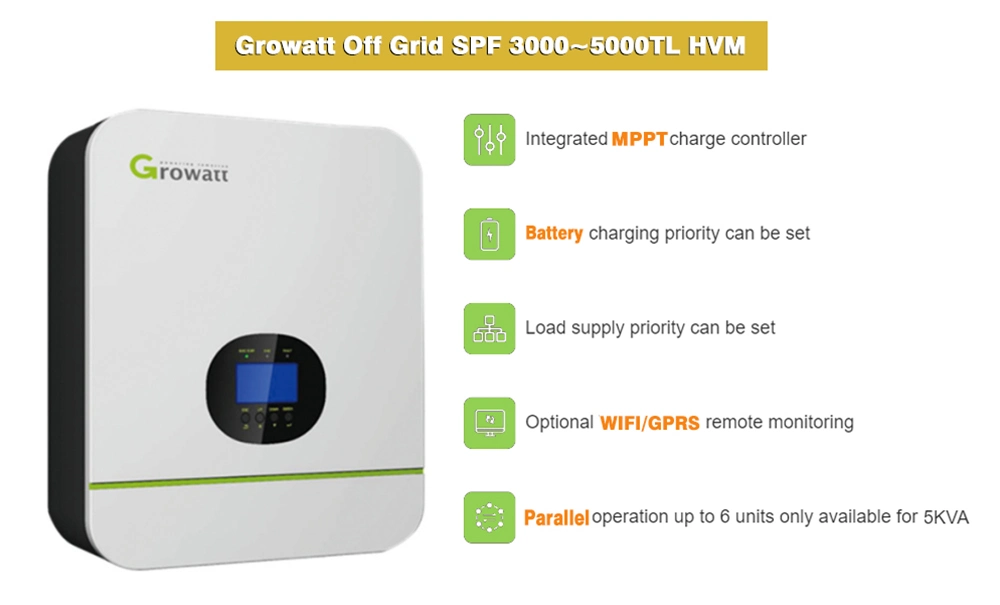 Growatt High Quality High Frequency 3kw Solar Panel System Price off Grid 48V PV Inverter