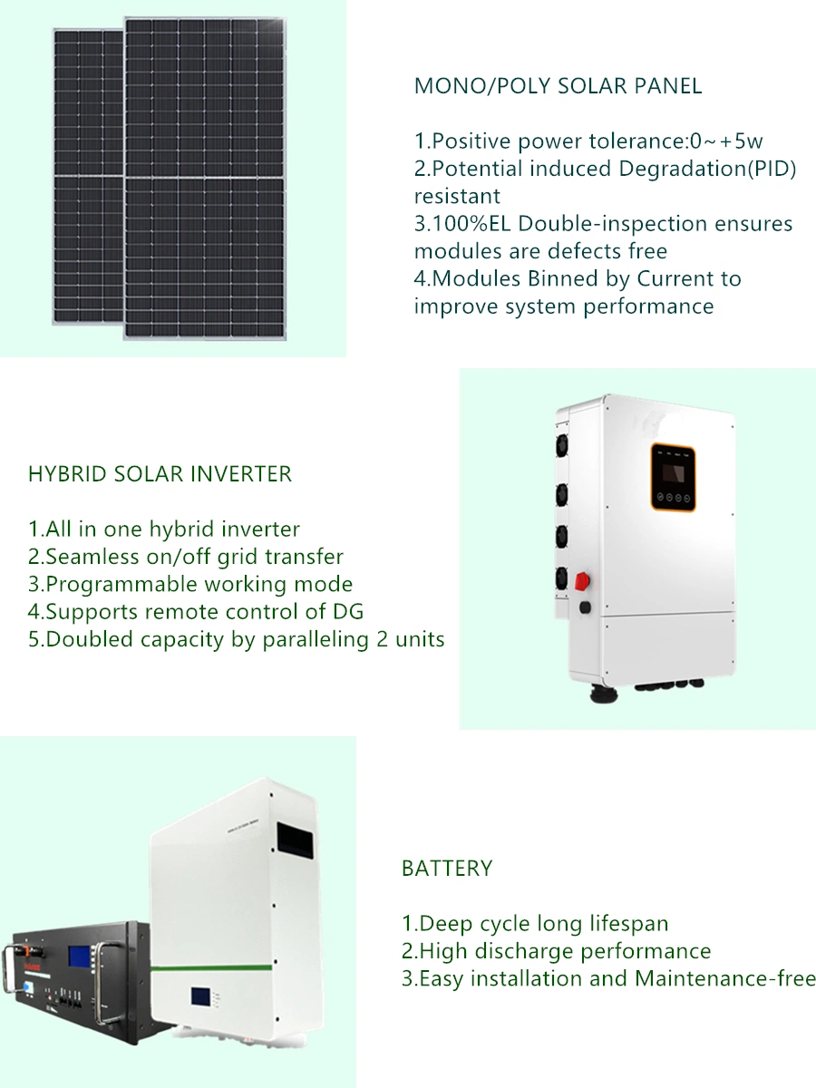Complete Set Solar Energy System 50kw Hybrid 30kw Solar Panel Home Kit