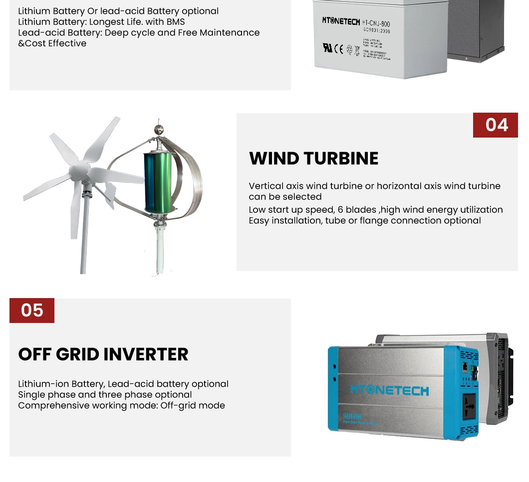 Htonetech 5kv off Grid Solar System Complete Kit Wholesalers China 5kw 398kw Solar Energy System with Wind Mill