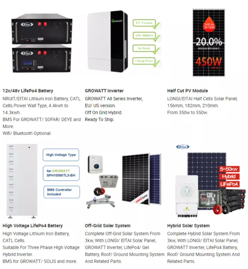 30kwh Battery Power Hybrid Solar Energy System Kit Price Per Watt 5kw 6kw 8kw 10kw