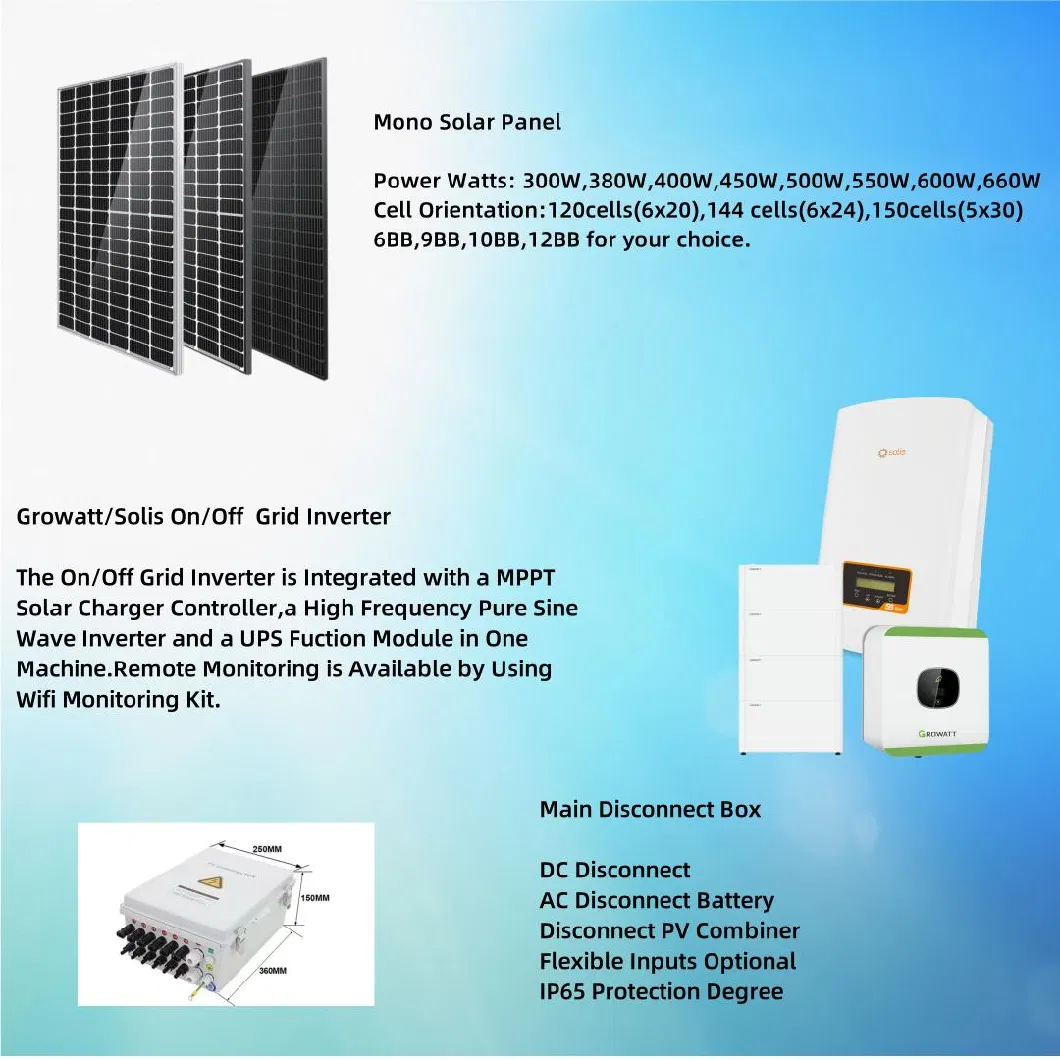 Solar System Rooftop Photovoltaic Panel Home Inverter Grid-Connected off-Grid Hybrid Power Station