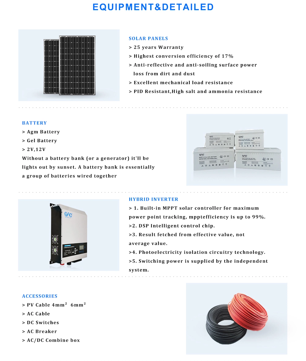 Foshan Best Selling Complete 2kw 3kw 5kw 10kw 12kw Home Solar Energy System off Grid Solar Panel PV System with Battery
