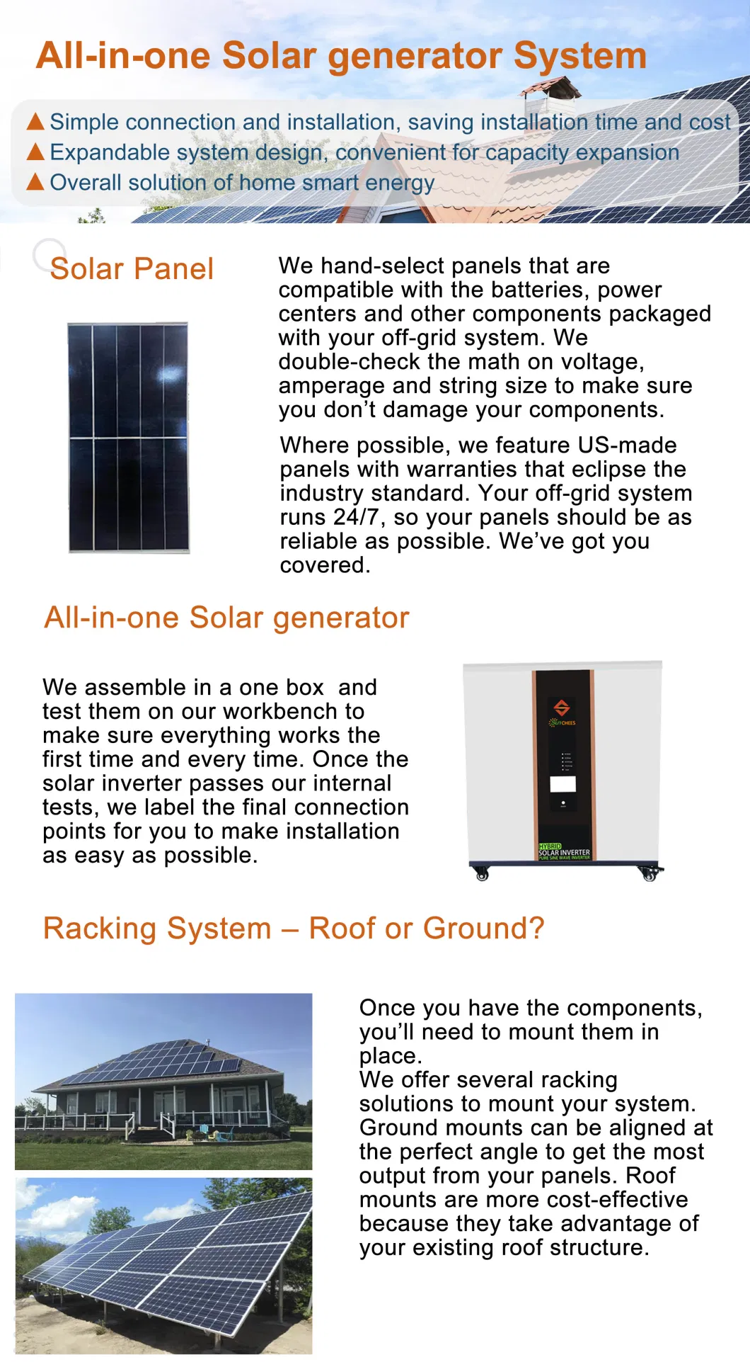 1kw to 5kw All in One Solar Kits, Solar Energy System for Home Use