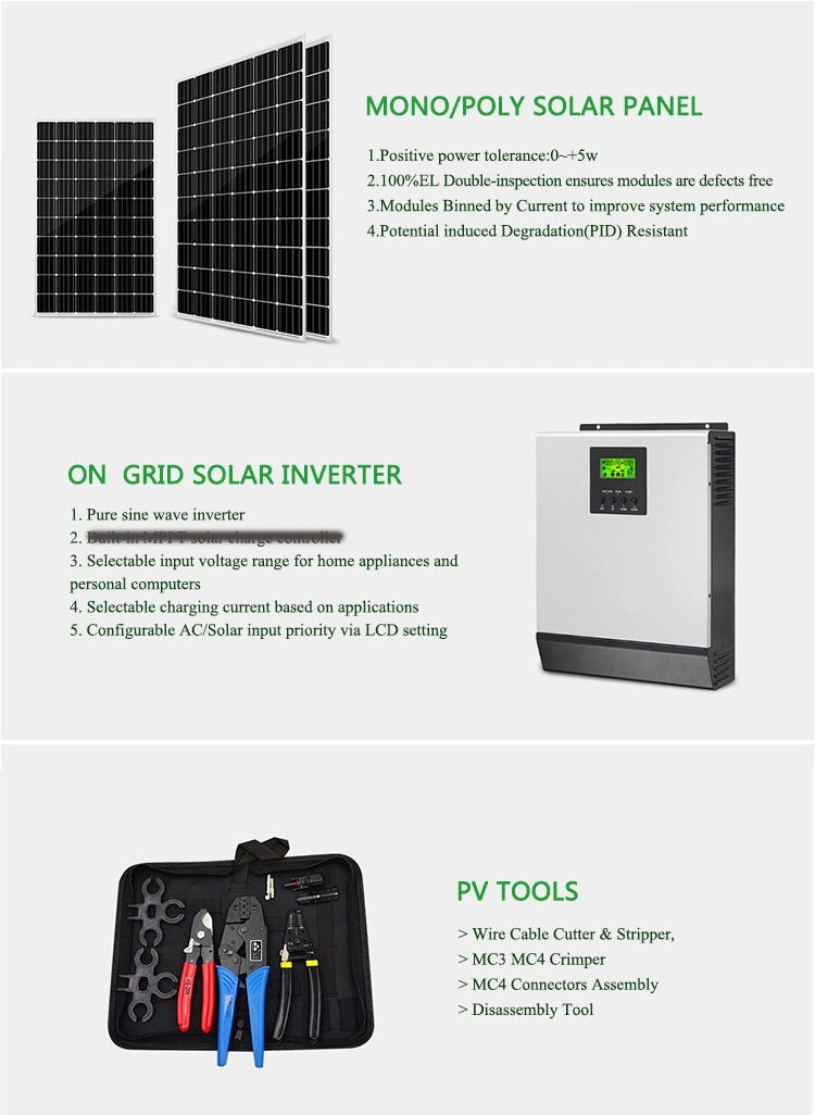 50kw 60kw Hybrid Grid Residential Roof Ground House Best Solar Energy Power System for Home