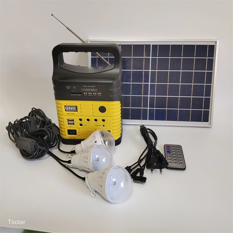 Factory Directly Selling Mini Solar System Home Lighting Kit with Radio 7.5ah Solar Light Kit System with FM, MP3 and Radio Funtion Solar Energy System for Home