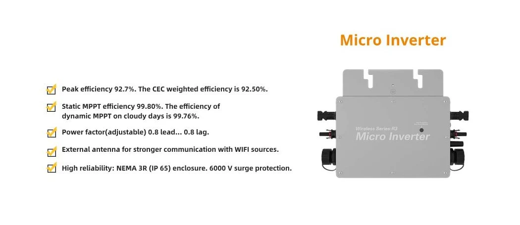 Home Solar Power Solution with Photovoltaic Panel Micro Inverter 800W Roof Balcony Mounted System