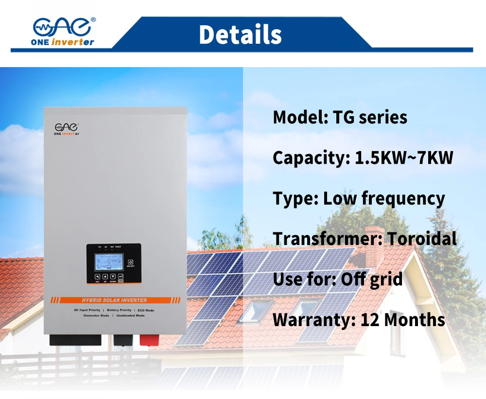 3kw 4kw 5kw Solar Power Inverter Charger 24V/48V Low Frequency DC to AC MPPT Solar Hybrid Inverter