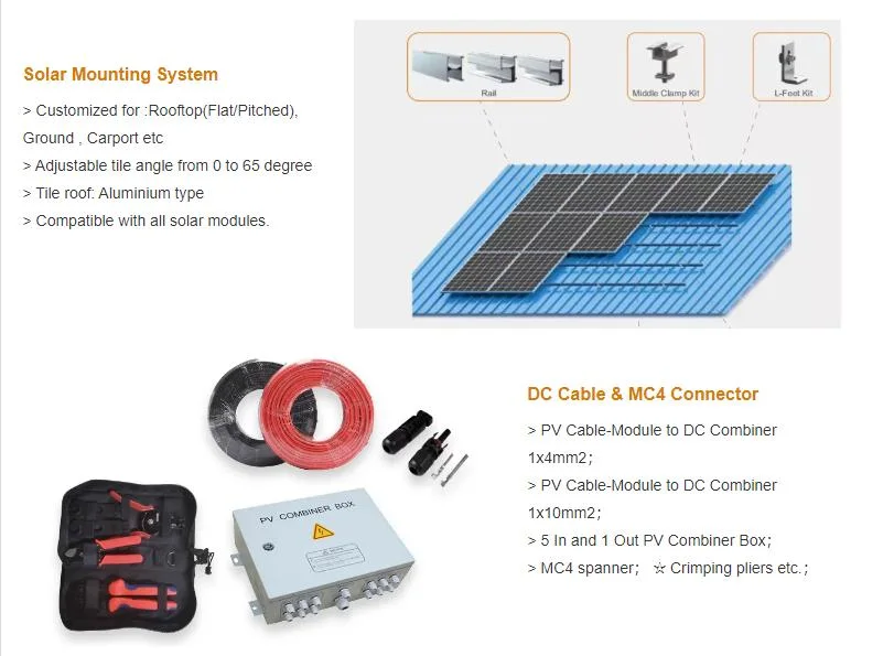 Growatt Customized 3kw 5kw 10kw 15kw on Grid Solar System 3000W 5000W 10000W 15000W off-Grid Tie PV Panel Power Kit Home Use