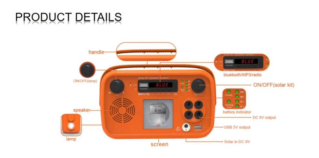 Mini Home Solar Lighting System Portable Solar Kit with FM/Radio/ Bt Speaker off Grid Solar Power System Solar Kit for Home Use