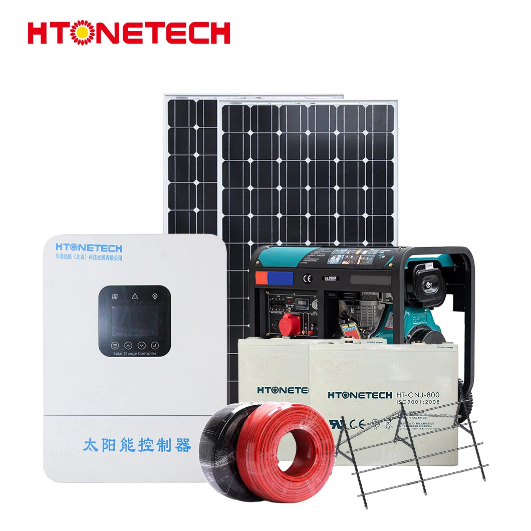 Htonetech Solar Systems off Grid Complete 10kw 5kw China 300W 3034W 1.5 Kw Monocrystalline Solar Panel 12000 Watt Diesel Generator 10000 Kwh Solar System