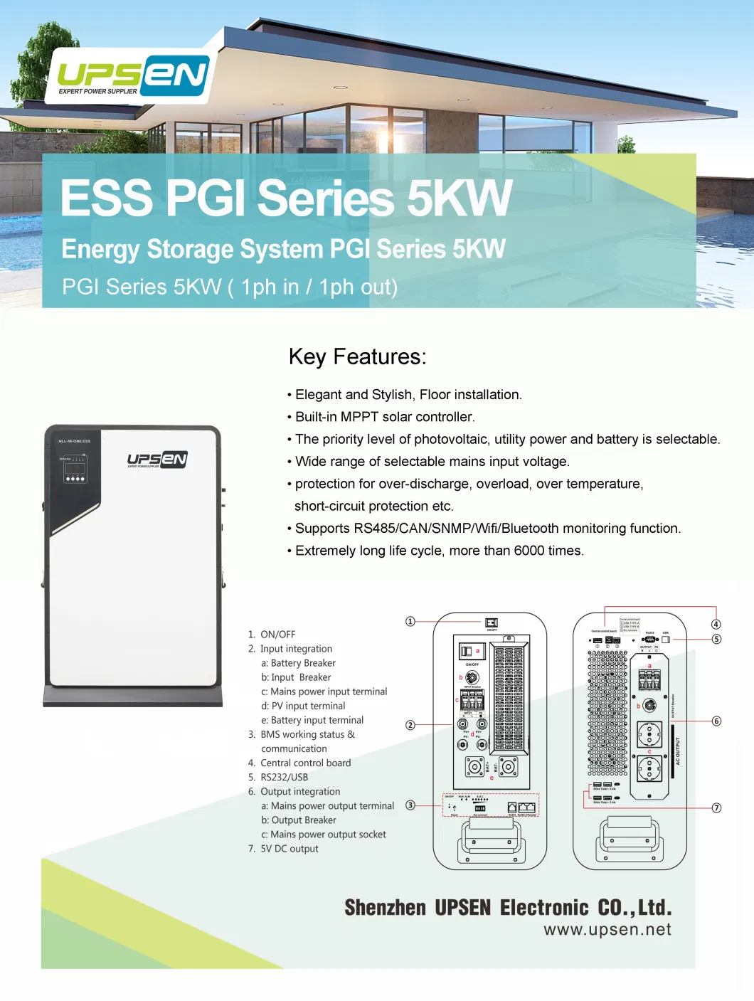 Stackable Solar Energy Storage System Solar Power Generator Inbuilt 5kw Hybrid Solar Inverter and Optional LiFePO4 Lithium Ion Battery Pack 5kwh 10kwh 15kwh