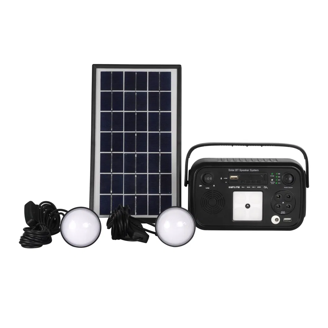 Mini Home Solar Lighting System Portable Solar Kit with FM/Radio/ Bt Speaker off Grid Solar Power System Solar Kit for Home Use