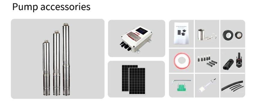 DC Water Pump Stainless Steel Solar Pump Plastic Impeller Solar Borehole Pump 1.5 Kw 2 HP