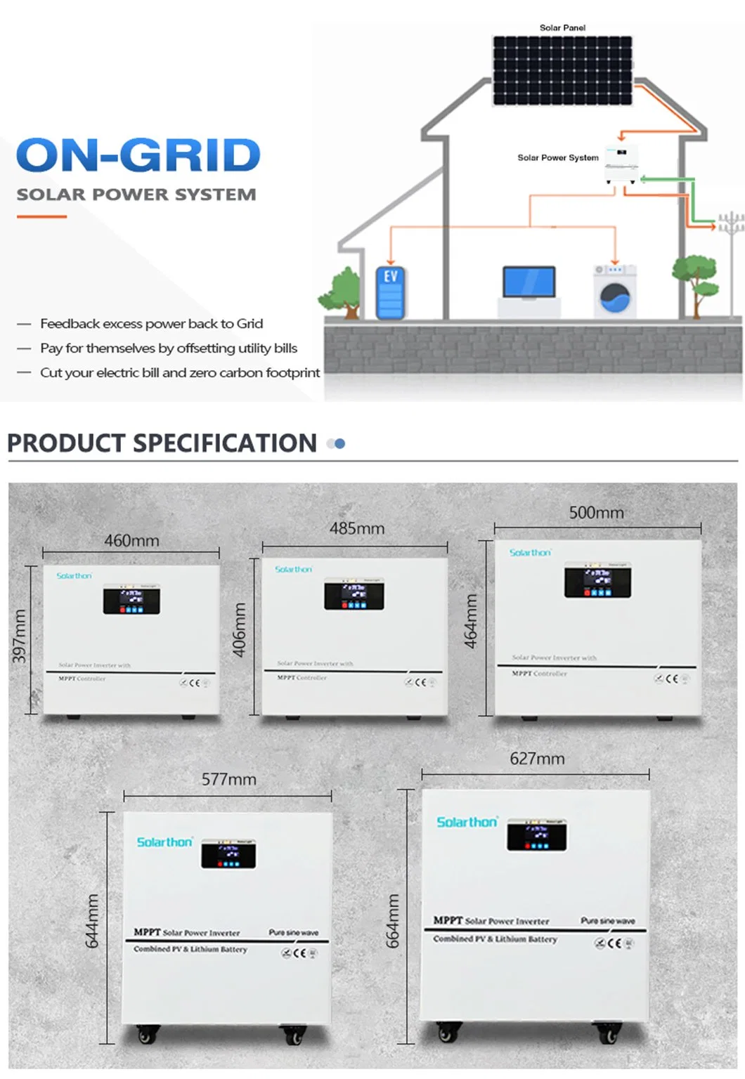 Complete Set All in One Hybrid Solar Power Inverter 5kw on off Grid Solar Panel System Photovoltaic Wall Mounted 3500W Solar Energy Home System