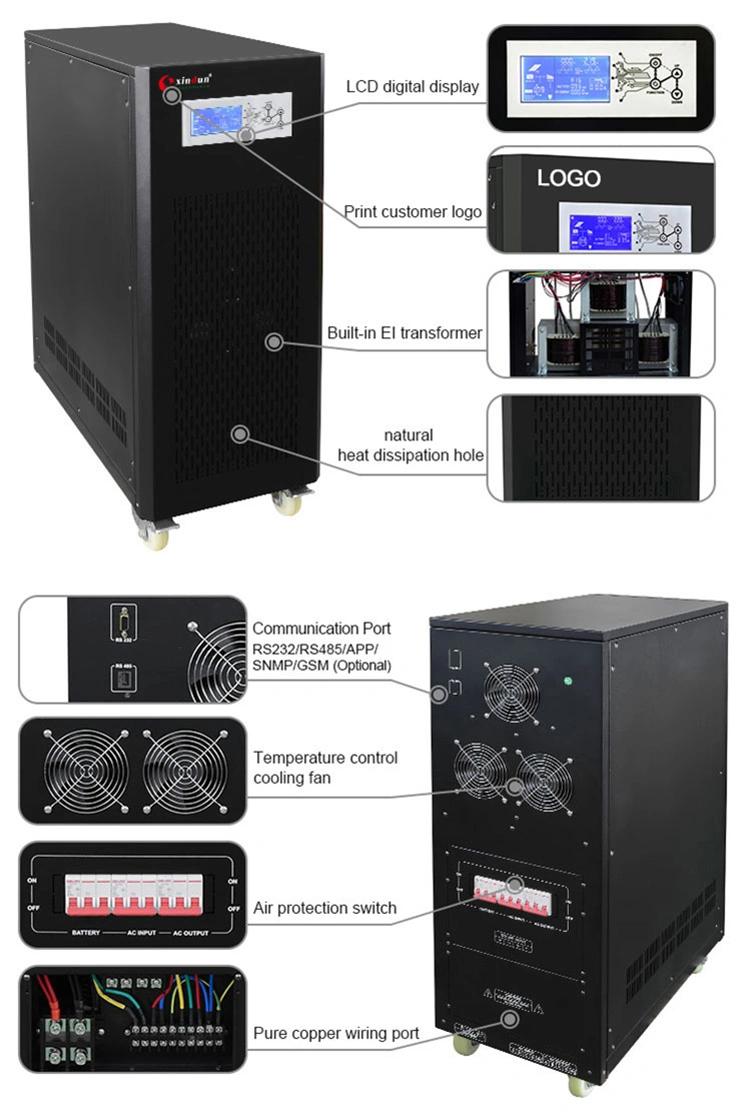 Industrial 12kw 10kVA 15kVA 20kVA 30kw 10kw 50kw 15kw 30kVA 100kw 250kw UPS Three 3 Phase off Grid Hybrid Solar Inverter Price