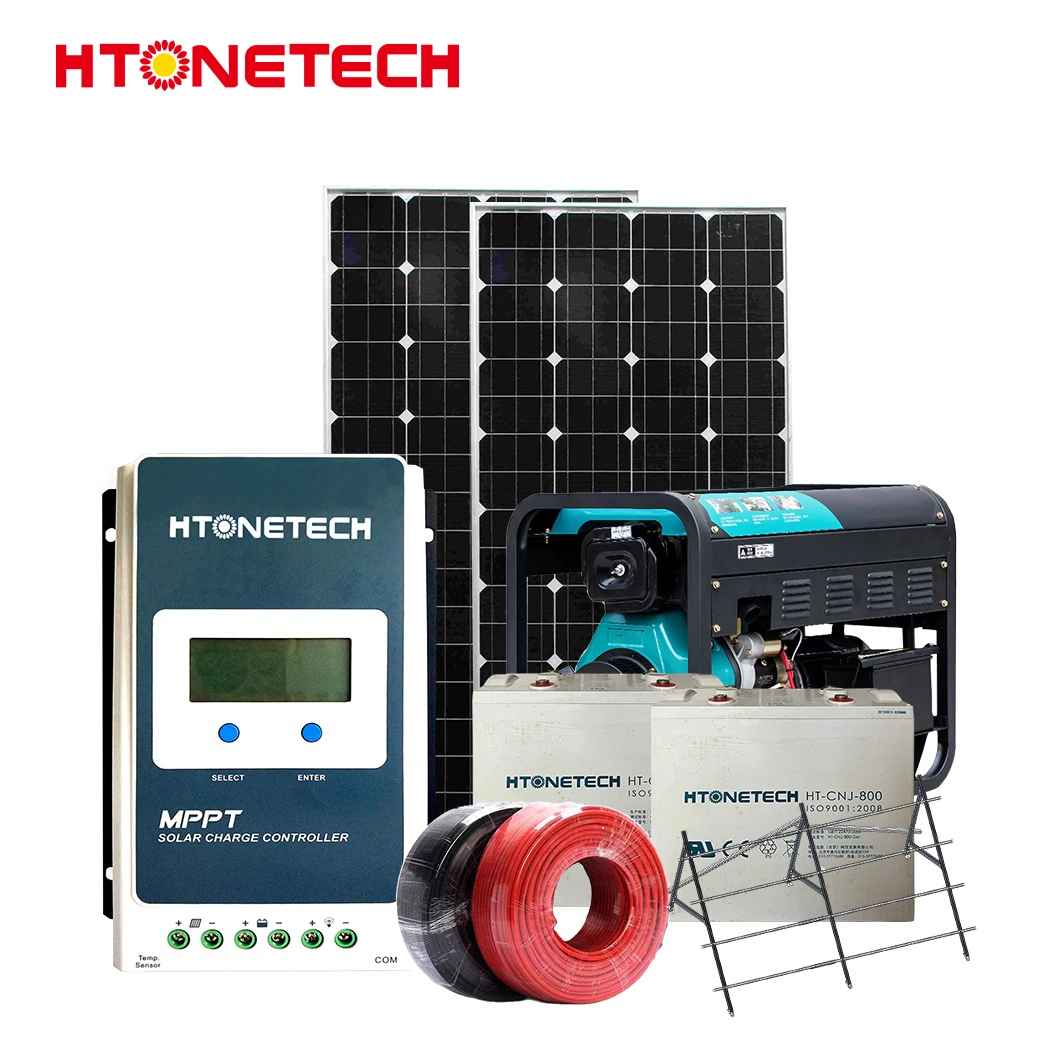 Htonetech 5kv off Grid Complete Solar Inverter System China 5000W 45008W Mono Y De 18V Panel Solar 5W 10W 10 Kw Diesel Generator Hybrid Solar System for Home