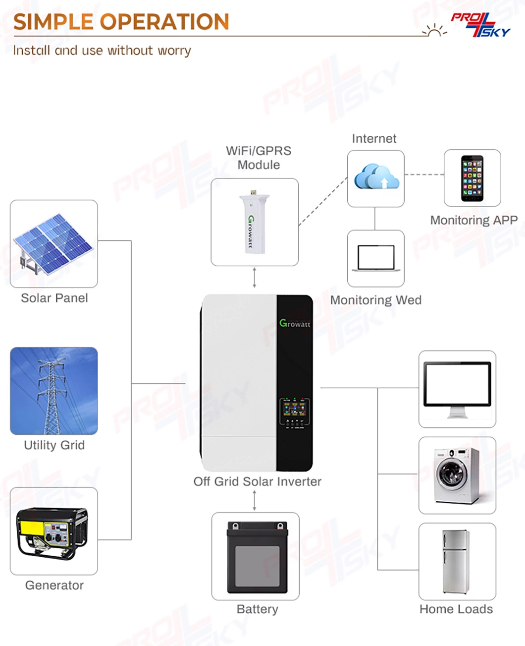 Prosky 1 Kw Solar Panel on Grid Solar System for Home Use
