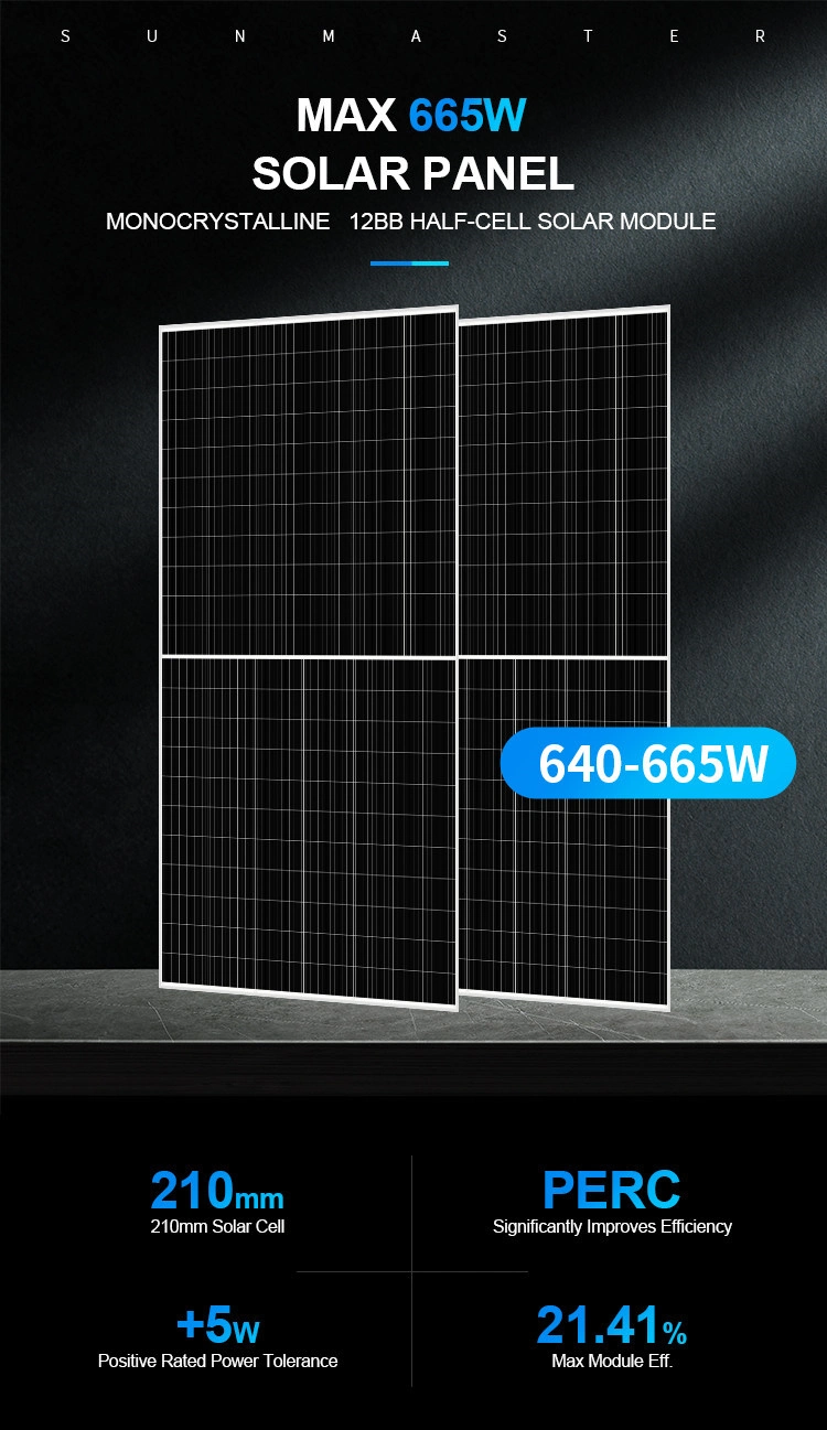 Wholesale High Efficiency Double Glass 340W 445W 550W 655W 660W 665W Mono off Grid Half Cell Solar Panels