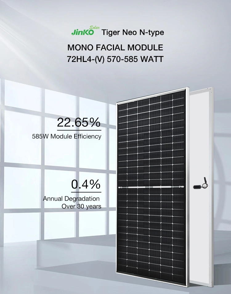 Jinko Solar Tiger Neo N Type Photovoltaic Module Mono Facial 570W 575W 580W 585W Solar Panels