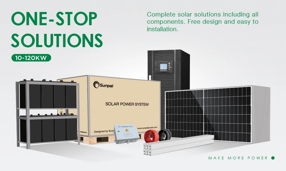 Sunpal 10 15 20 25 30 50 60 80 100 120 Kw kVA 380V 3 Phase Solar System off Grid with Storage Battery