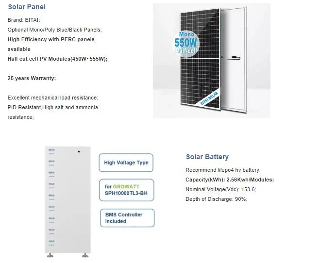 Eitai 10kw 20kw 30kw 10 Kw 20 Kw 30 Kw Lithium Battery Hybrid Solar System