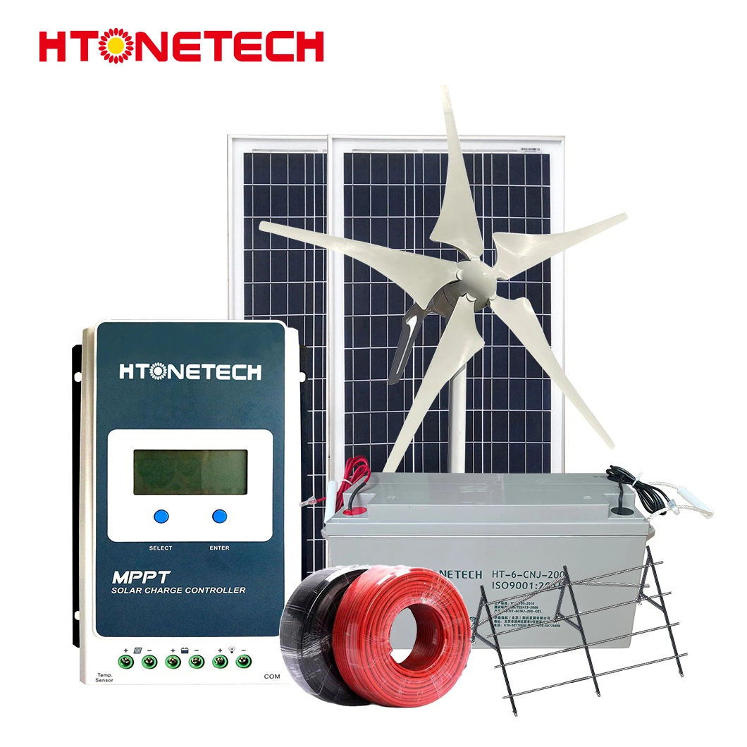 Htonetech 100W Mono-Crystalline Solar Panel Suppliers 20 Kw Solar System China 15kw Wind Solar Hybrid Power System with Portable Wind Generator