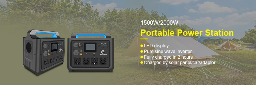 Bloopower Portable Power Supply 12V 2000 Watt Solar Generator Solar Generator Compact Cordless Deep Cycle for Traveling Energy System Battery