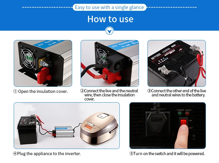 2000W 12V/24V/48V DC to AC 110V/220V Pure Sine Wave, Car Solar Power off Grid Inverter