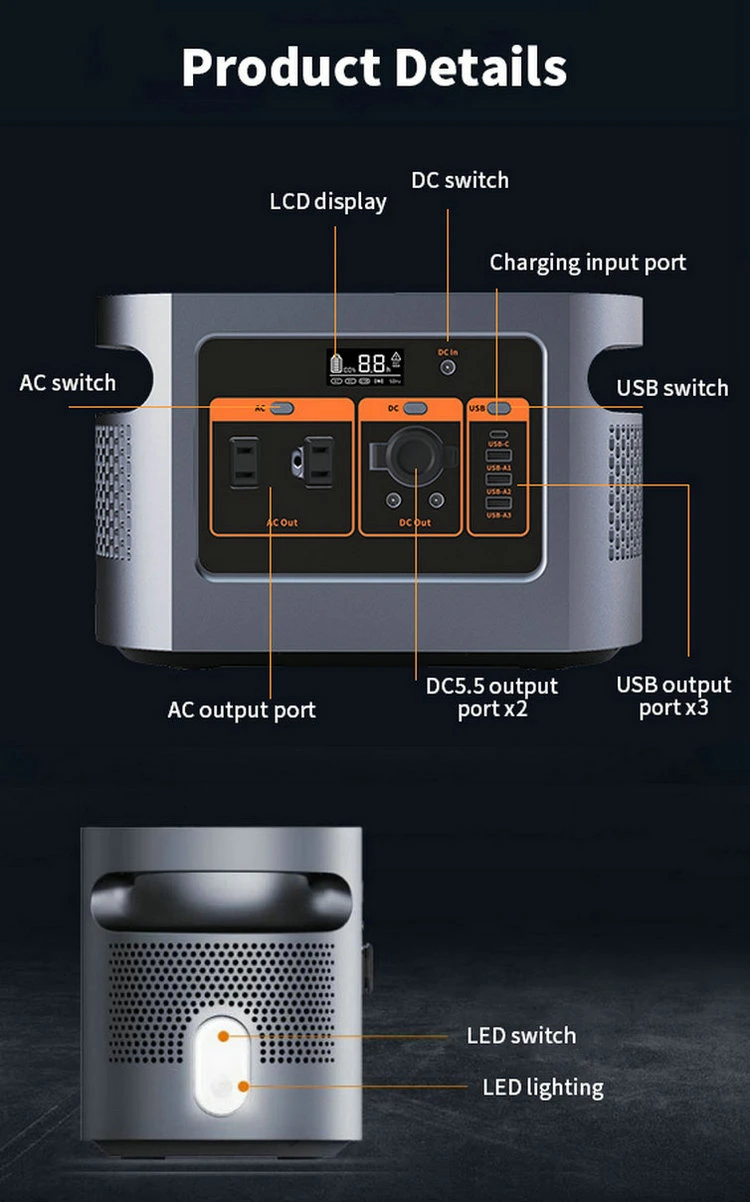 500W Portable Solar Generator with Type-C USB DC AC Output